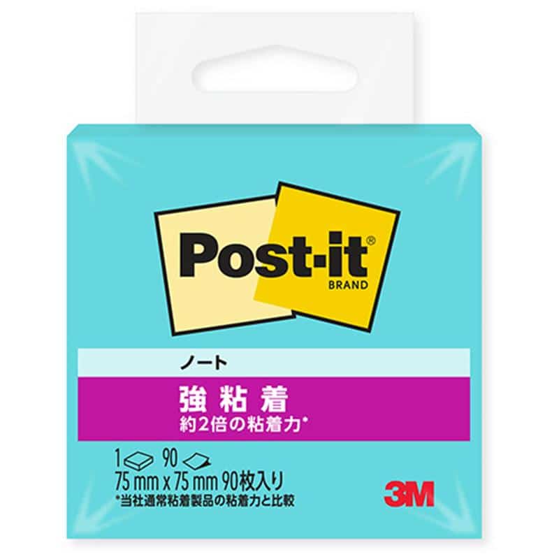 3M ポスト・イット 強粘着ノート 75×75mm アクアスプラッシュ 654SS-AQ 1冊 （ご注文単位1冊）【直送品】