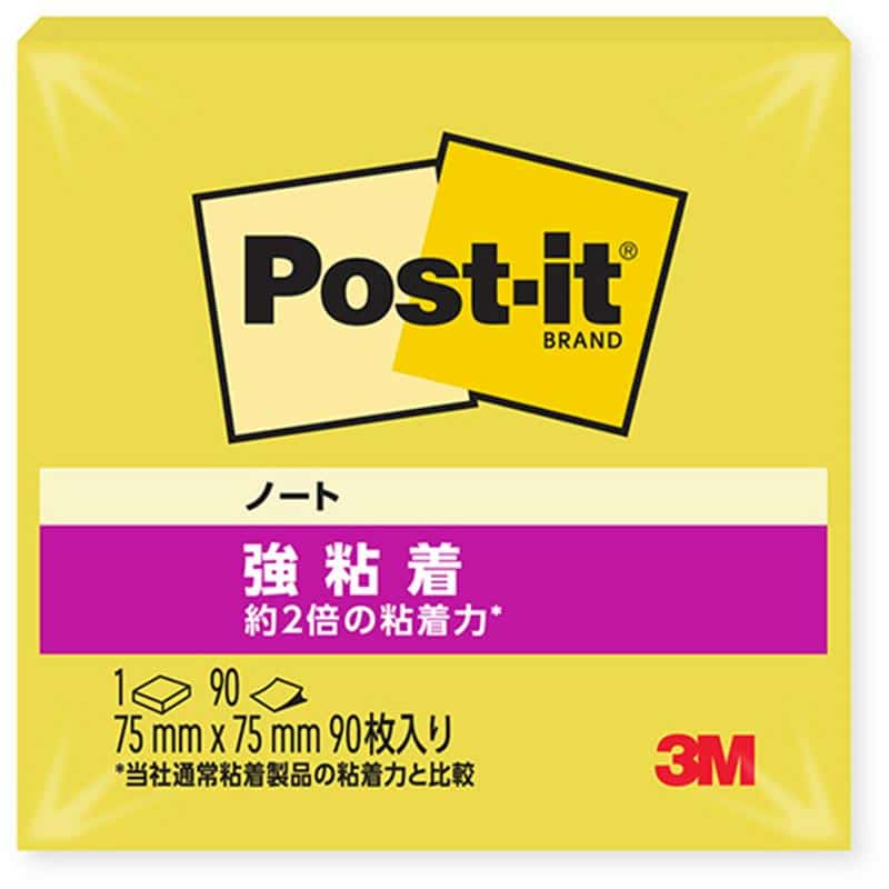 3M ポスト・イット 強粘着ノート 75×75mm シトロン 654SS-CNY 1冊 （ご注文単位1冊）【直送品】