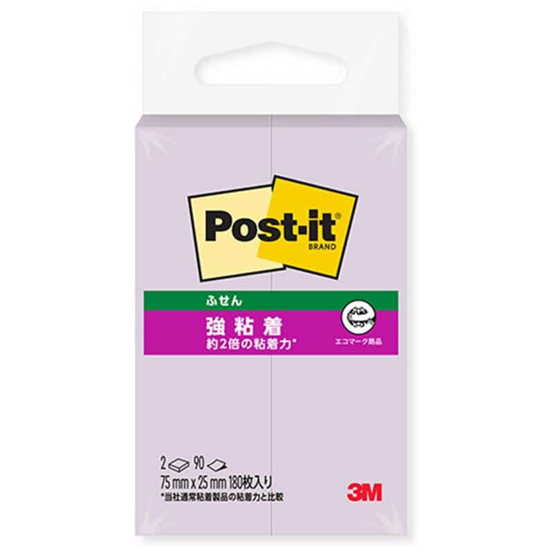 3M ポスト・イット 強粘着ふせん 再生紙 75×25mm オーキッドフロスト 500SS-OF 1パック(2冊) （ご注文単位1パック）【直送品】