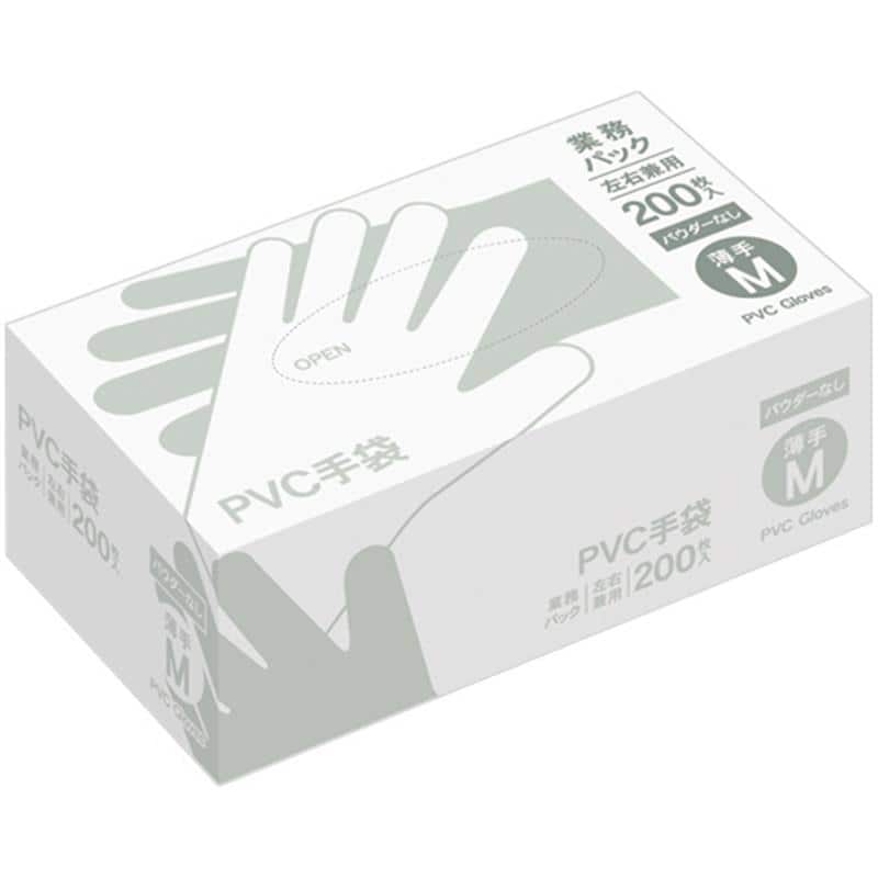 PVC手袋 業務パック パウダーなし M PVF38MD 1箱(200枚) (ご注文単位1箱)【直送品】