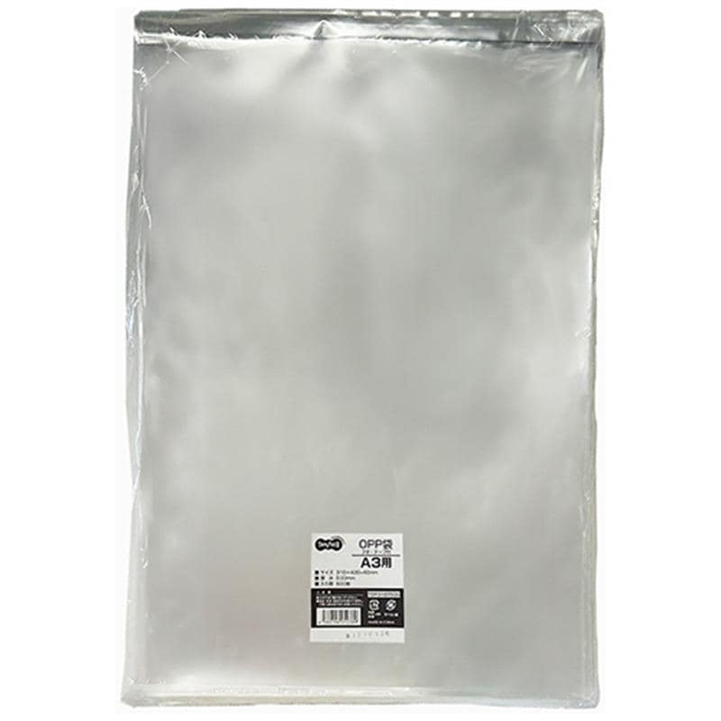TANOSEE OPP袋 フタ・テープ付 A3用 310×430+40mm 1パック(500枚) (ご注文単位1パック)【直送品】