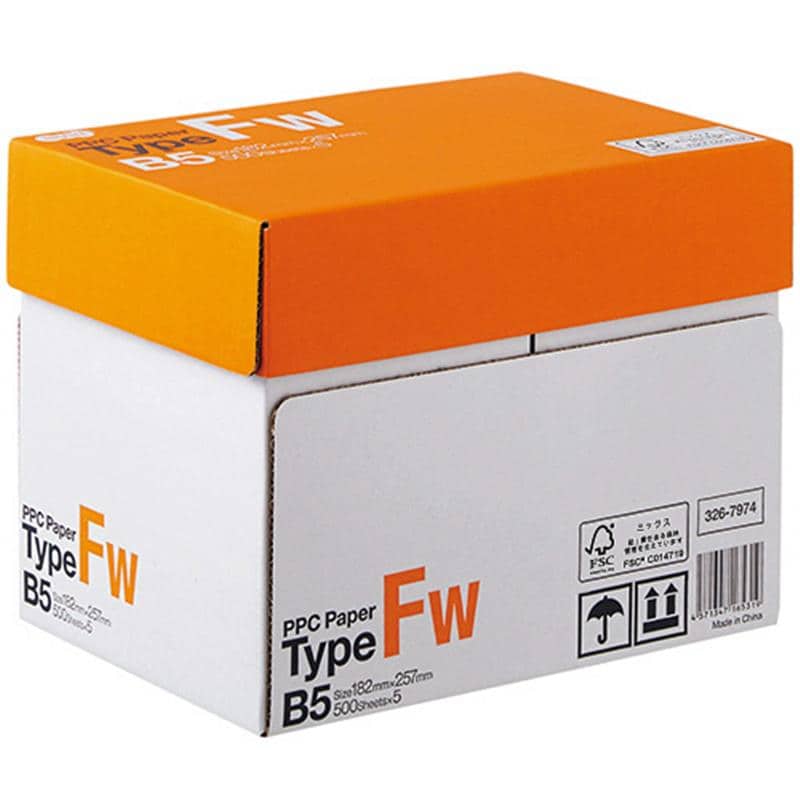 TANOSEE PPC Paper Type FW B5 1箱(2500枚:500枚×5冊) （ご注文単位1箱）【直送品】
