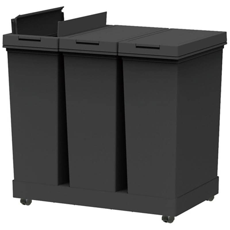 アスベル 棚下で使えるプッシュダストボックス3分別ワゴン (20L×3個) ブラック 1台 （ご注文単位1台）【直送品】