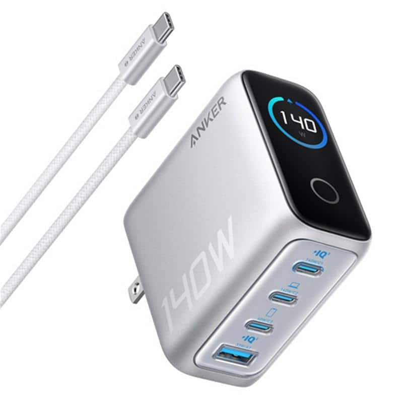 アンカージャパン 急速充電器 ANKER Charger(140W 4ポート)with USB-Cケーブル シルバー B2697N41 1個 （ご注文単位1個）【直送品】