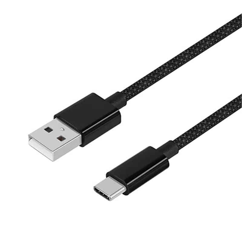 オウルテック USB Type-A to C ブレイデッドケーブル 2m ブラック OWL-CBN1AC20-BK 1本 (ご注文単位1本)【直送品】