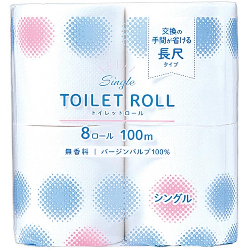 クラフトマン トイレットロール シングル 芯あり 100m 無香料 1パック(8ロール) (ご注文単位1パック)【直送品】