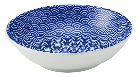 山万 青海波 青 13.5cm浅ボウル 1個(ご注文単位1個)【直送品】