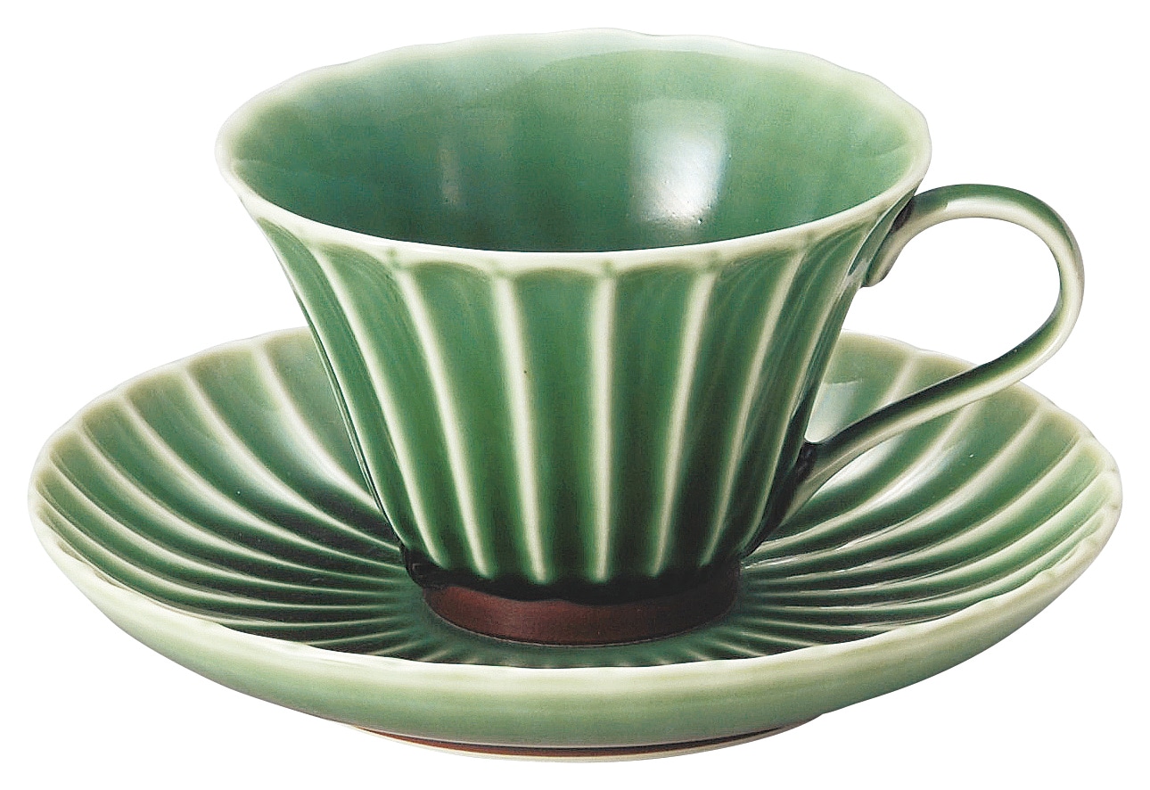 山万 かすみ　緑　14.5cm丸皿 1個（ご注文単位1個）【直送品】