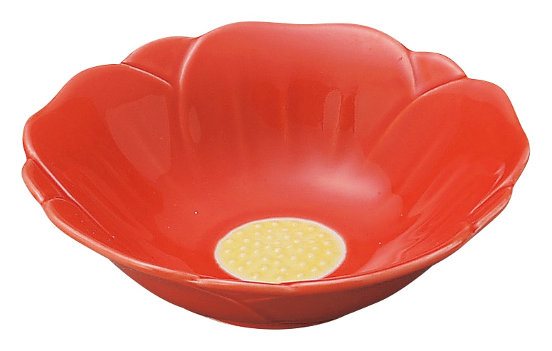 山万 椿 赤 深皿 小 1個(ご注文単位1個)【直送品】