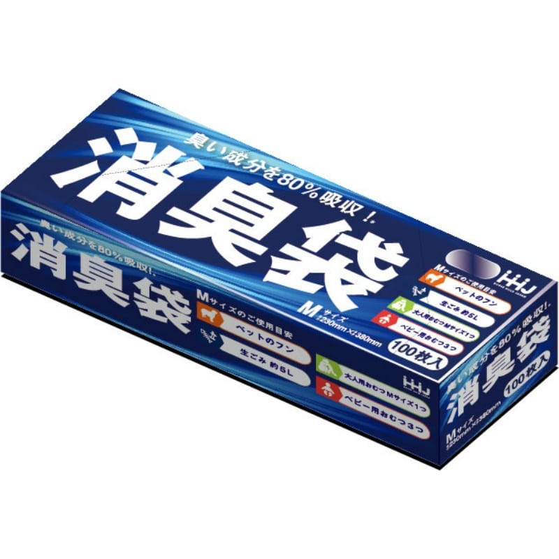 ハウスホールドジャパン AS05消臭袋Mサイズ100枚入 1個(ご注文単位1個)【直送品】