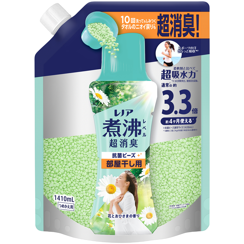 P＆Gジャパン　レノア煮沸レベル消臭抗菌ビーズ部屋干し　花とおひさまの香り　つめかえ用超特大　1410ML 1個（ご注文単位1個）【直送品】