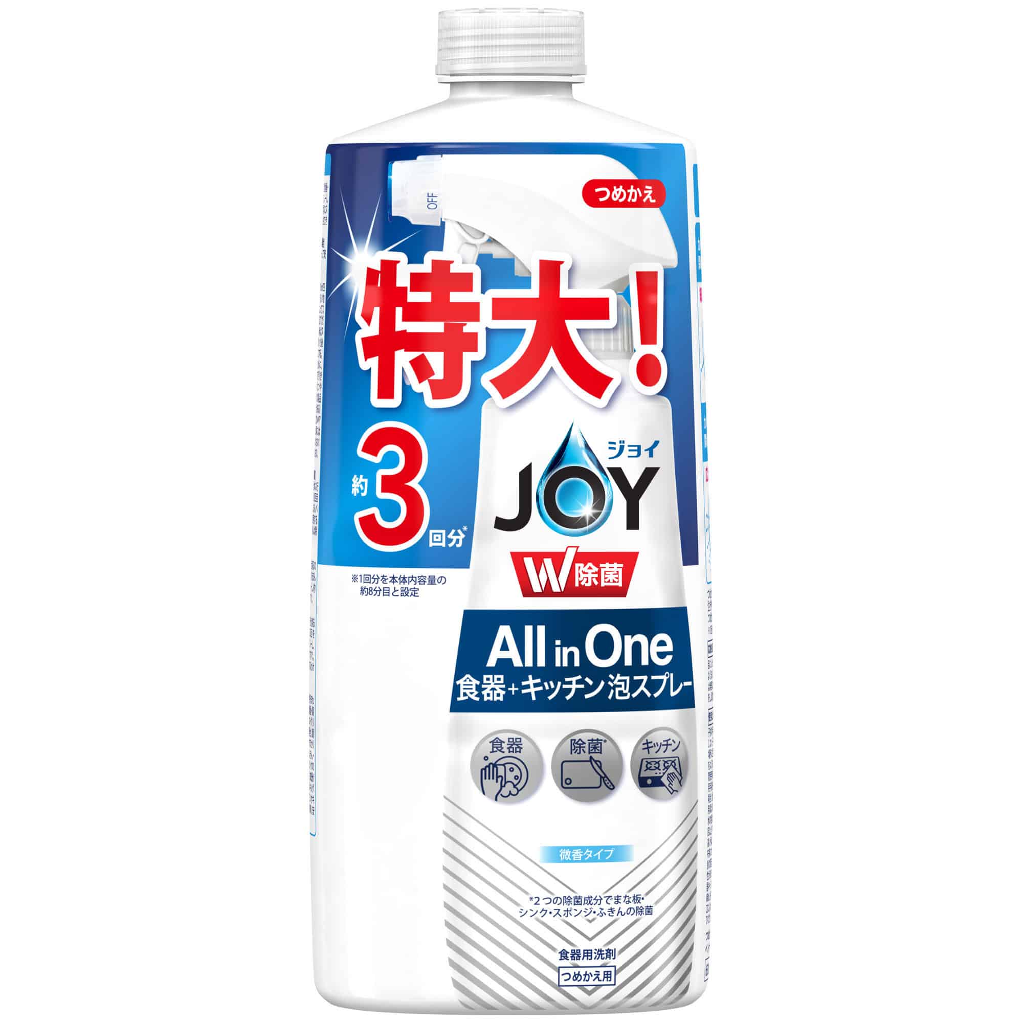 P＆Gジャパン　除菌ジョイミラクル泡スプレー　微香　詰替3回分　630ML 1個（ご注文単位1個）【直送品】