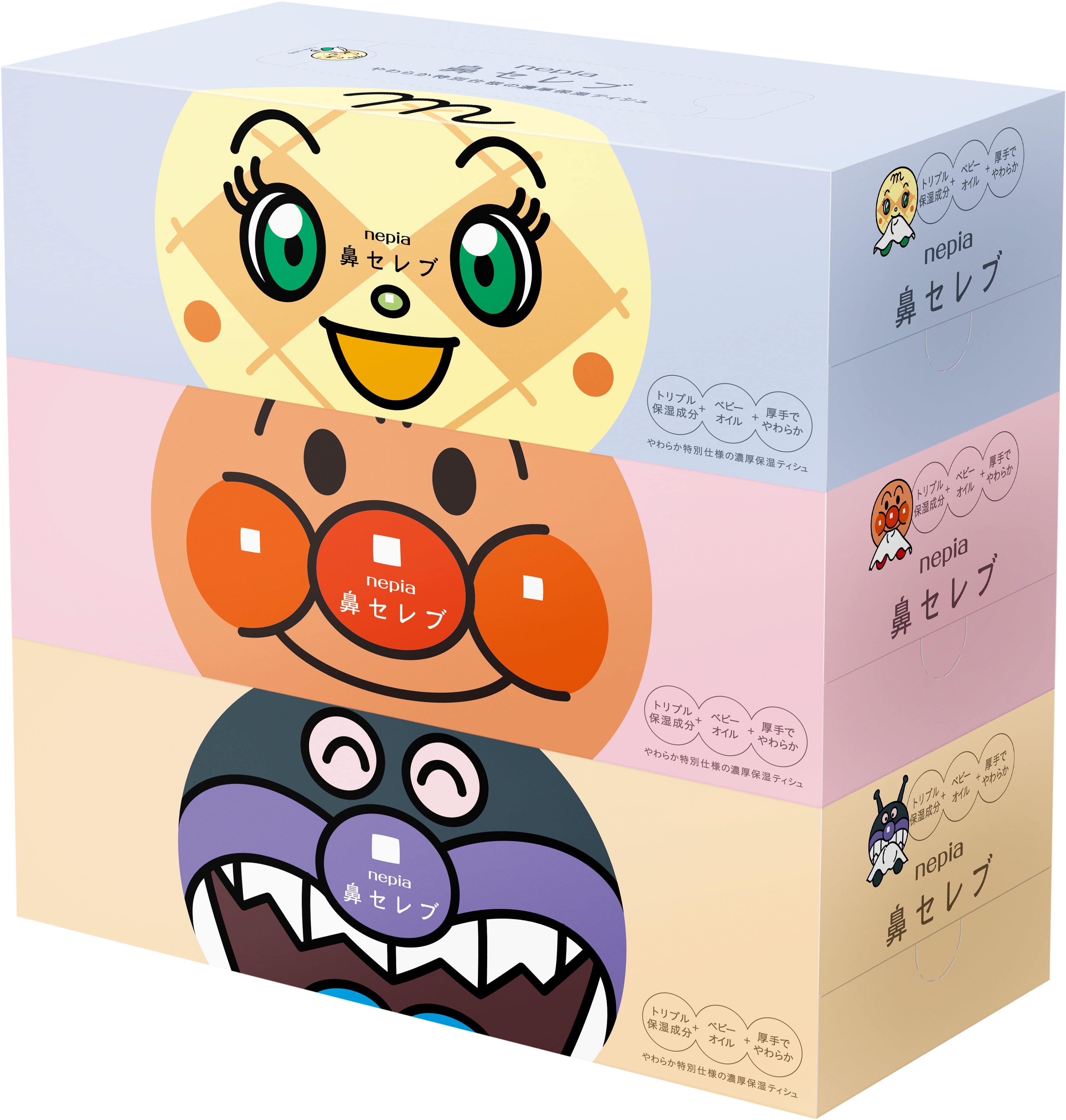 王子ネピア ネピアアンパンマン鼻セレブティシュ 180組×3個/袋(ご注文単位1袋)【直送品】