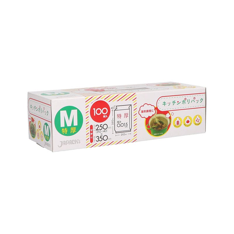 ジャパックス キッチンポリパック Mサイズ 特厚 100枚/個（ご注文単位1個）【直送品】