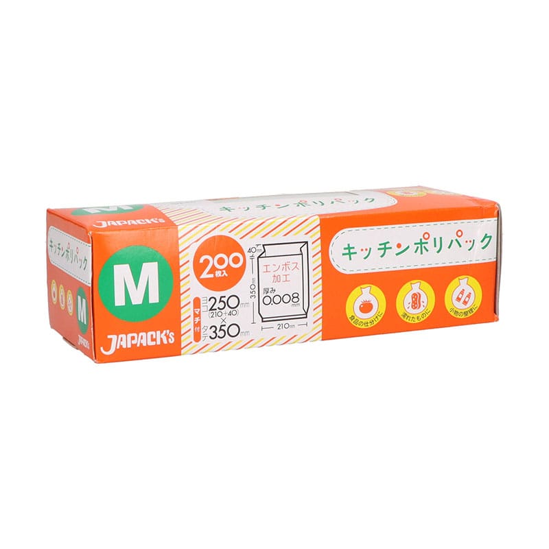 ジャパックス SSB12 キッチンポリパック Mサイズ 200枚/個（ご注文単位1個）【直送品】