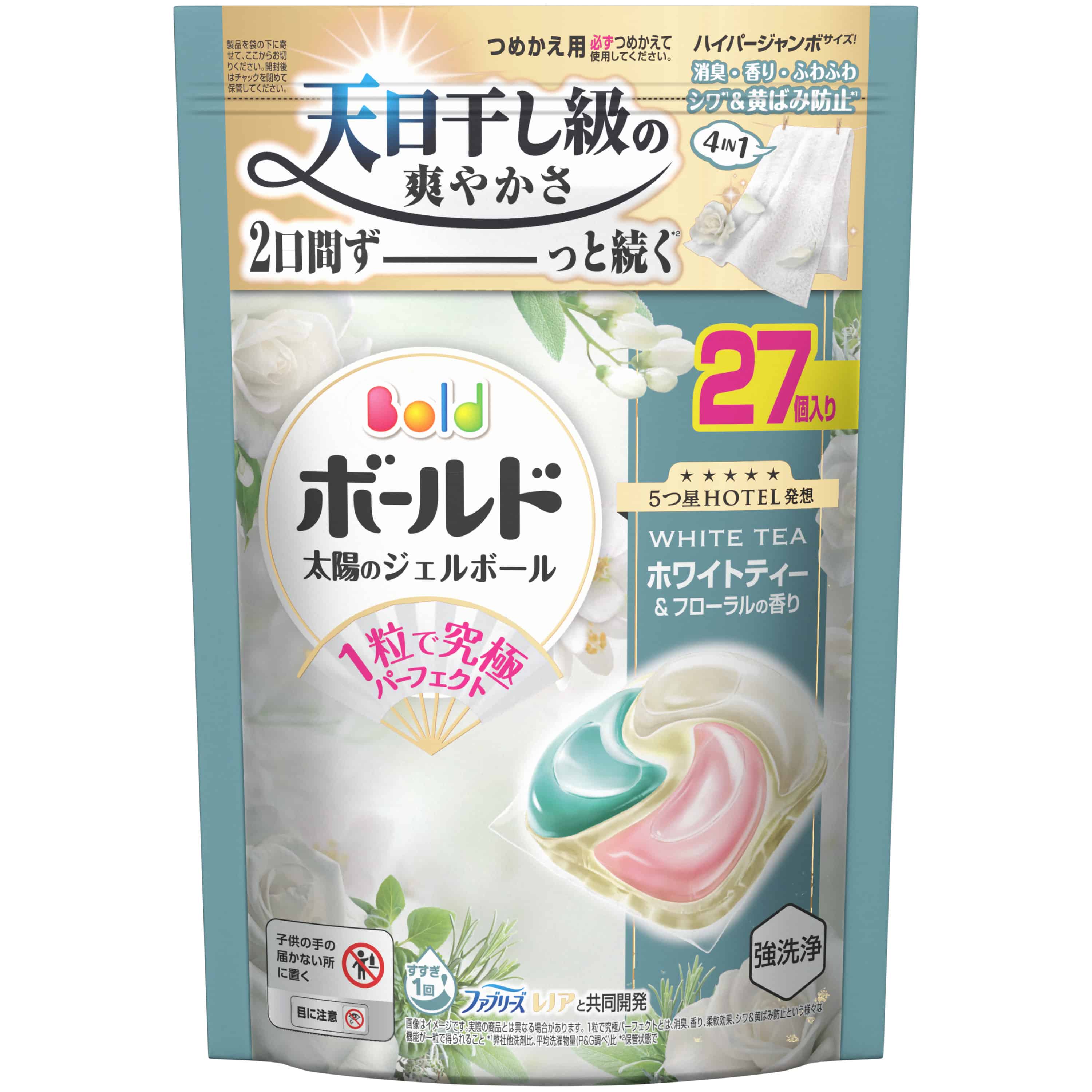 P&Gジャパン ボールドジェルボール4D心弾けるホワイトティー&フローラルの香りつめかえハイパージャンボサイズ 27個/パック(ご注文単位1パック)【直送品】
