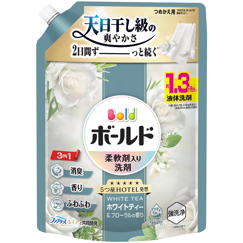 P&Gジャパン ボールドジェルホワイトティー&フローラルの香りつめかえ用超ジャンボサイズ 960G/パック(ご注文単位1パック)【直送品】