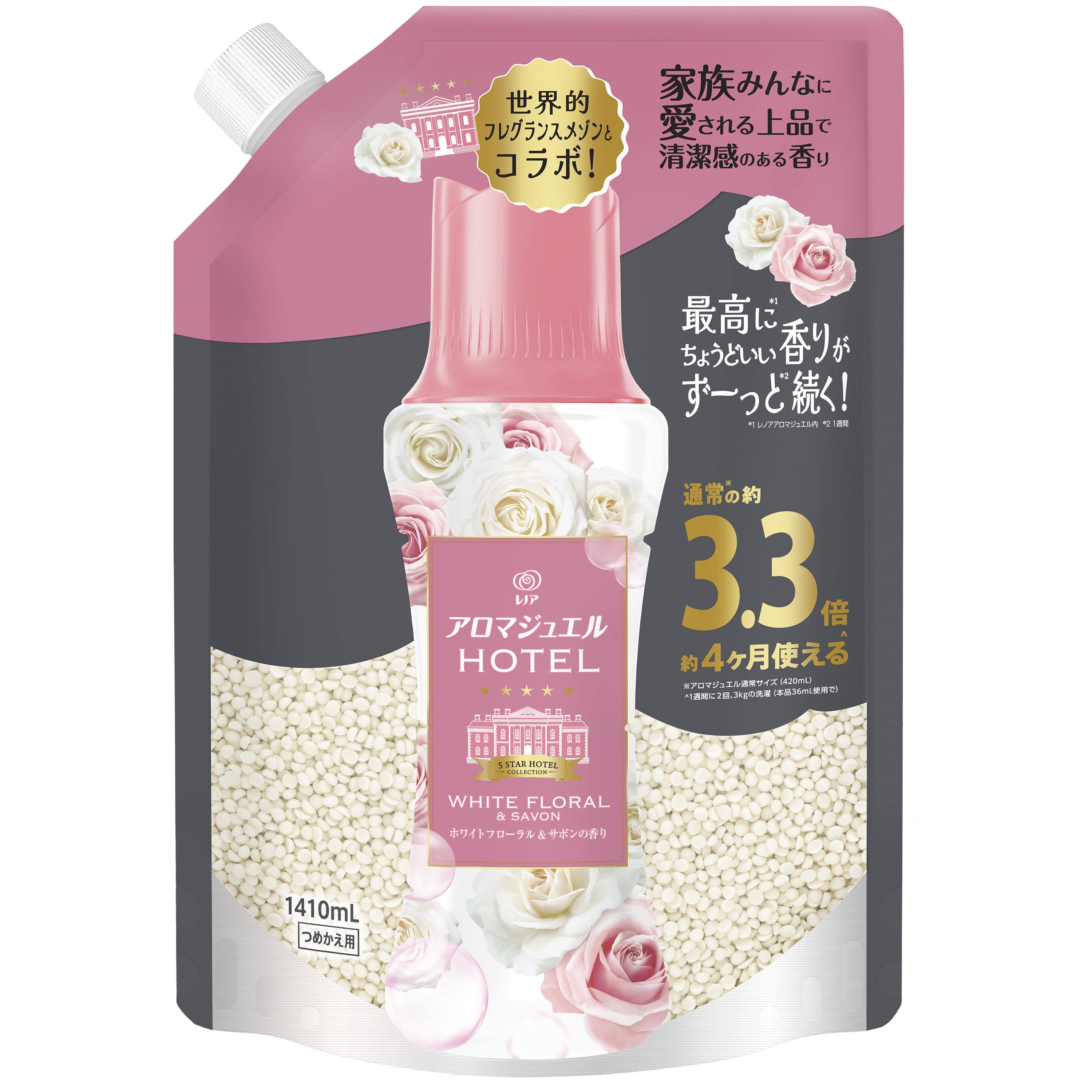 P&Gジャパン レノアアロマジュエルホワイトフローラル&サボンの香りつめかえ用超特大サイズ 1410mL/パック(ご注文単位1パック)【直送品】