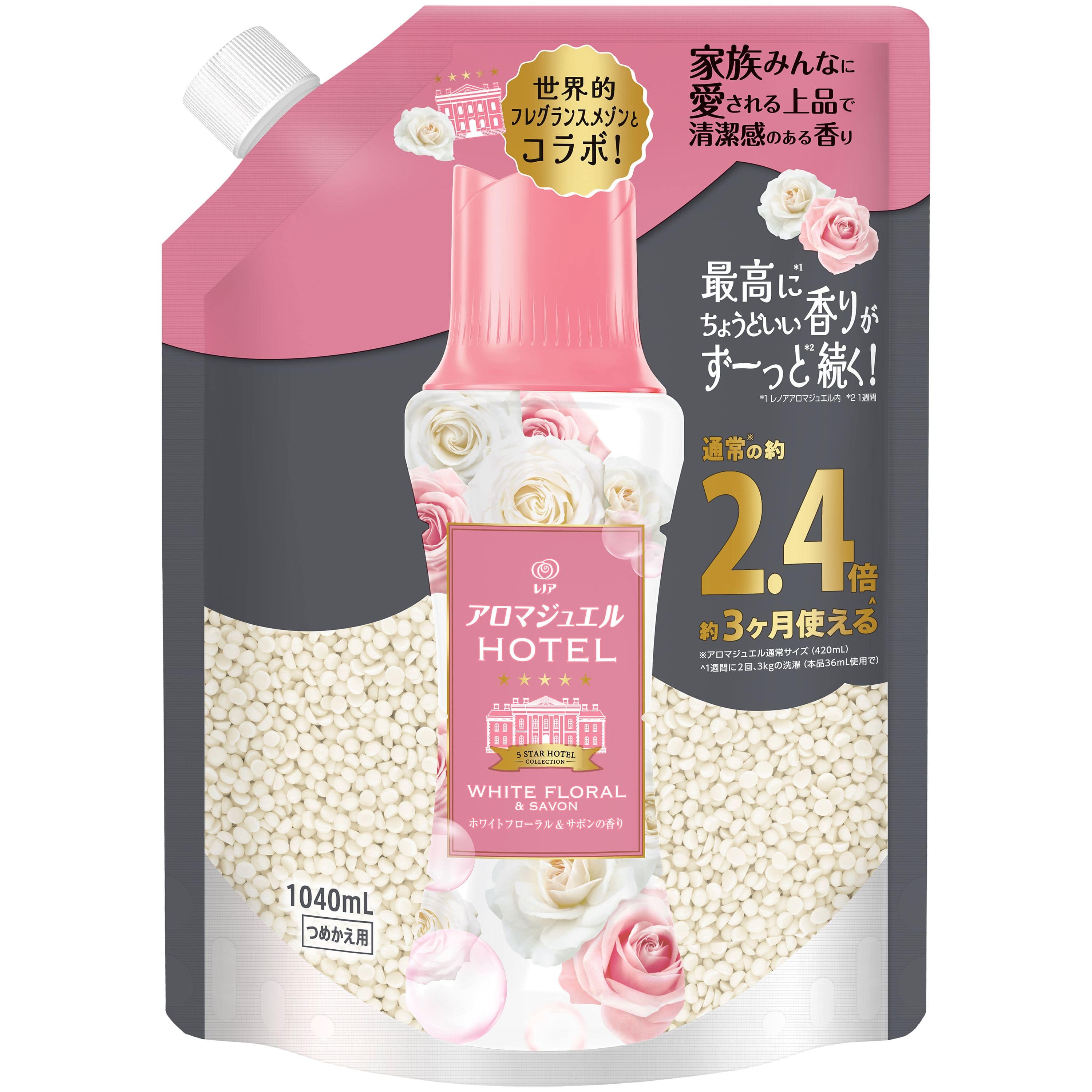 P&Gジャパン レノアアロマジュエルホワイトフローラル&サボンの香りつめかえ用特大サイズ 1040mL/パック(ご注文単位1パック)【直送品】