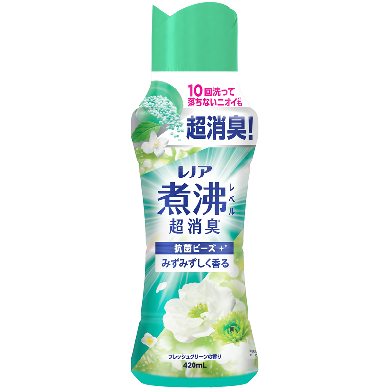 P&Gジャパン レノア煮沸レベル消臭抗菌ビーズみずみずしく香るフレッシュグリーンの香り本体 420mL/パック(ご注文単位1パック)【直送品】