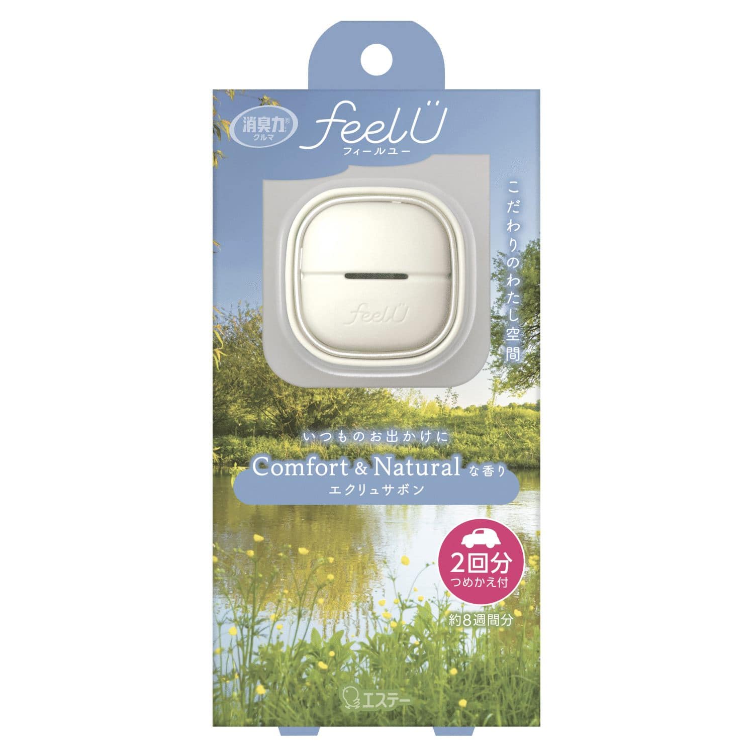 エステー 消臭力 クルマ用 feelU クリップタイプ 本体 エクリュサボン 2個/パック（ご注文単位1パック）【直送品】