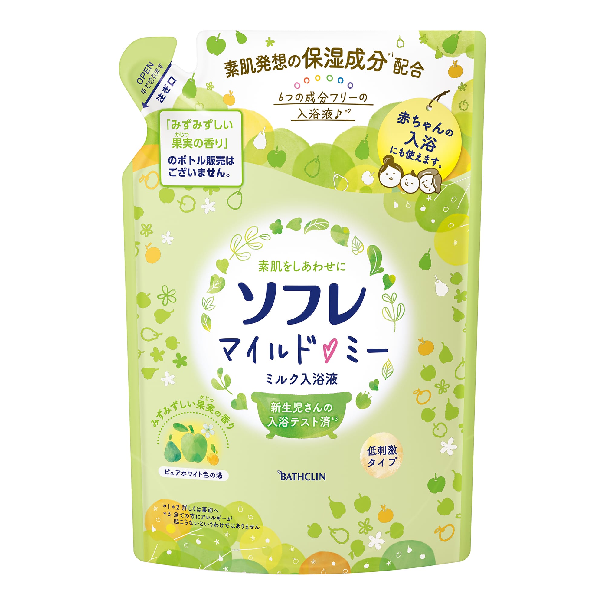 バスクリン ソフレ マイルド・ミー ミルク入浴液 みずみずしい果実の香り 600mL/パック(ご注文単位1パック)【直送品】