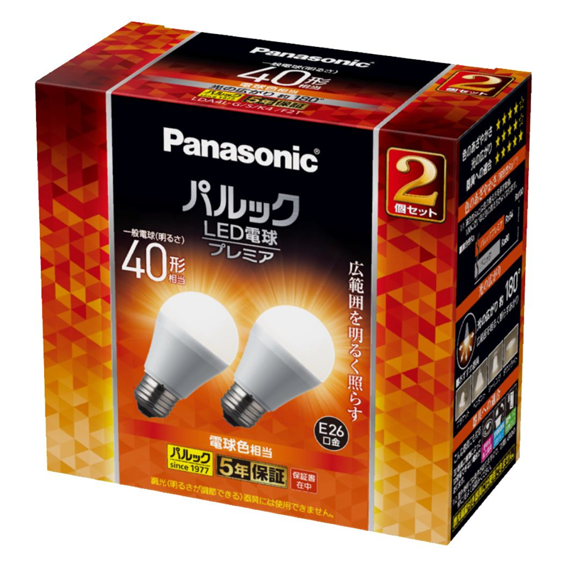 パナソニック LDA4LGSK4F2T LED電球 一般電球タイプ(E26口金) 2個/パック（ご注文単位1パック）【直送品】