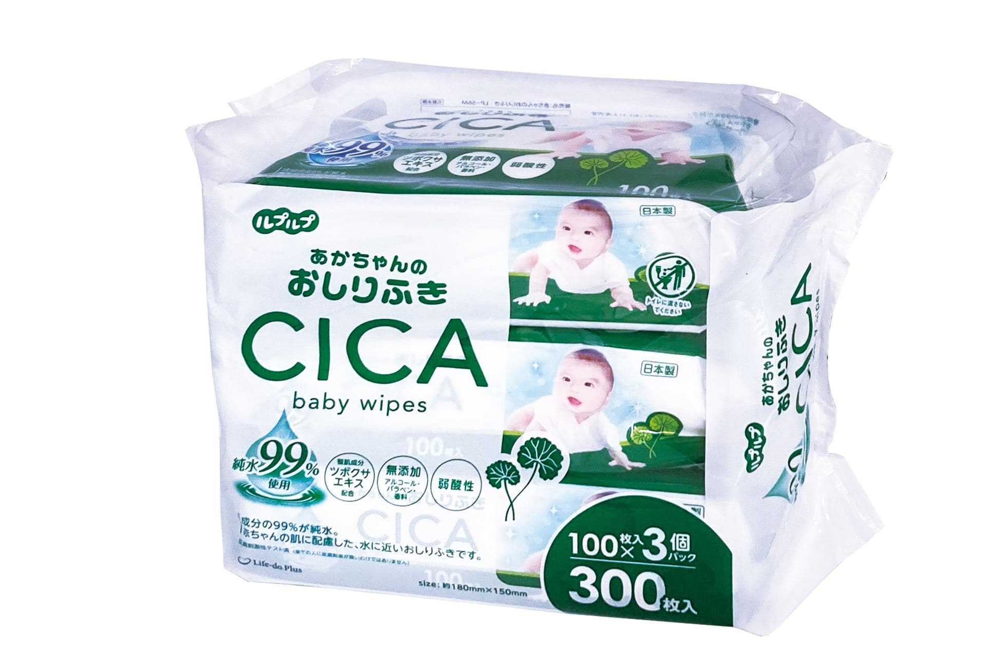 ライフ堂 赤ちゃんのおしりふきCICA100枚3P 300枚/パック（ご注文単位1パック）【直送品】