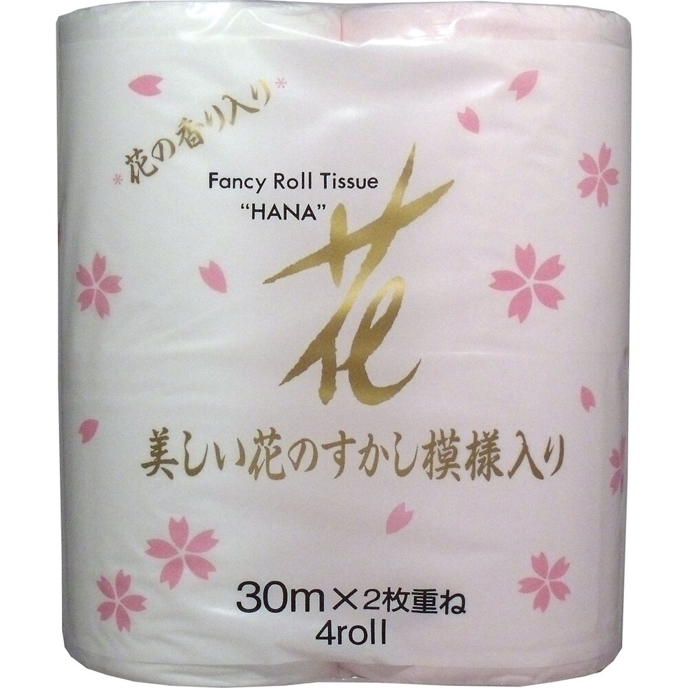 ハヤシ商事　花ゴールド トイレットペーパー 30m2枚重ねX4ロール入　1パック（ご注文単位1パック）【直送品】