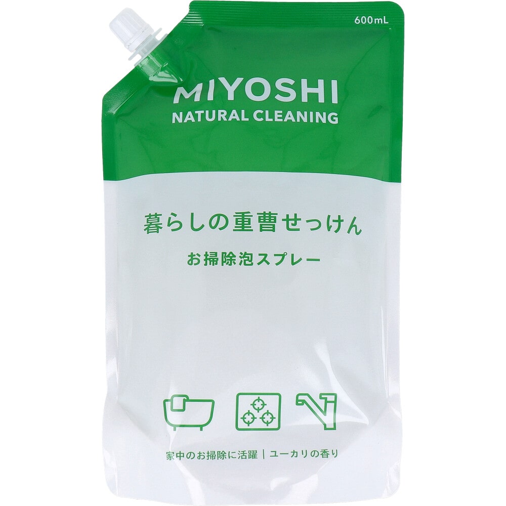 ミヨシ石鹸 暮らしの重曹せっけん お掃除泡スプレー ユーカリの香り 詰替用 600mL 1個(ご注文単位1個)【直送品】