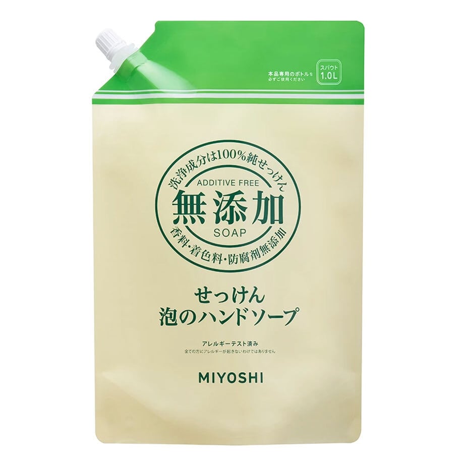 ミヨシ石鹸 無添加せっけん 泡のハンドソープ 詰替用 1L 1個(ご注文単位1個)【直送品】