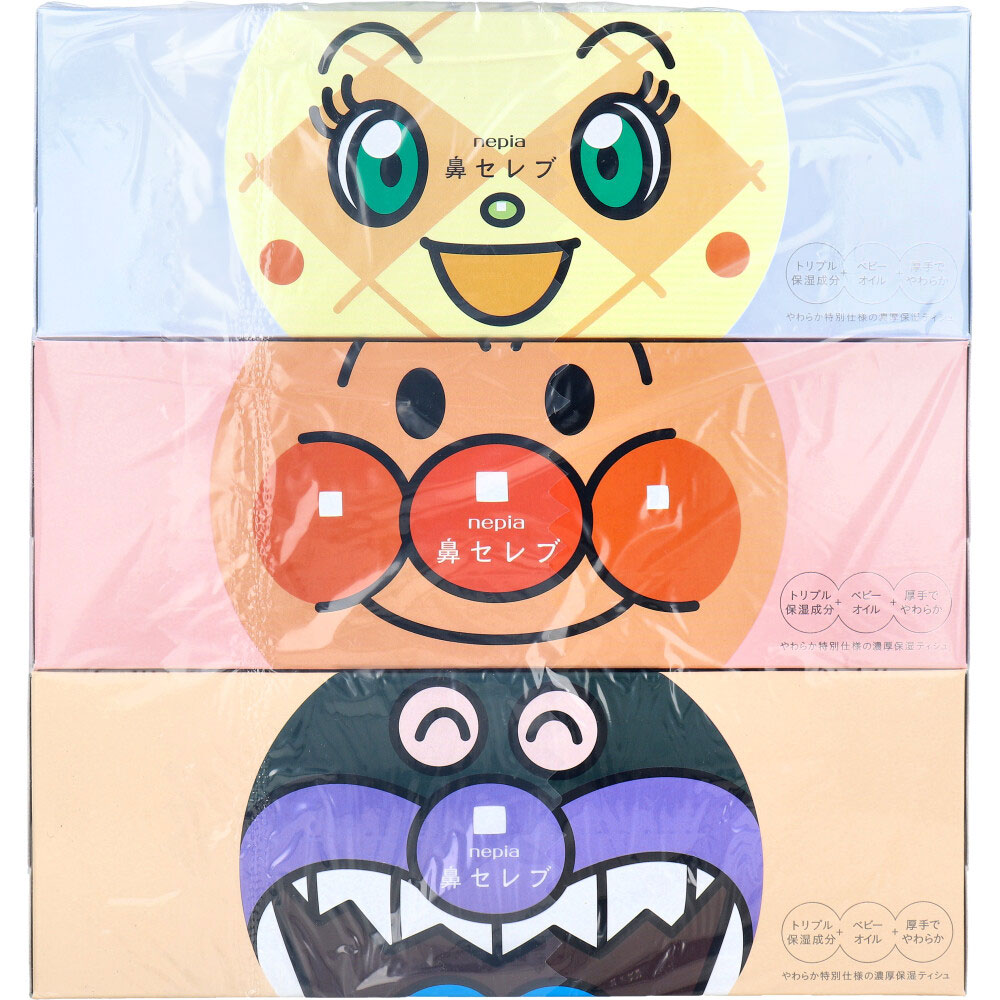 王子ネピア ネピア アンパンマン鼻セレブティシュ 360枚(180組)×3個 1パック(ご注文単位1パック)【直送品】