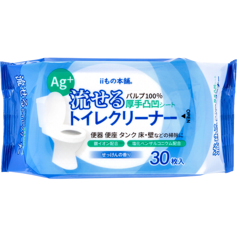 iiもの本舗 流せるトイレクリーナー せっけんの香り 30枚入 1パック(ご注文単位1パック)【直送品】