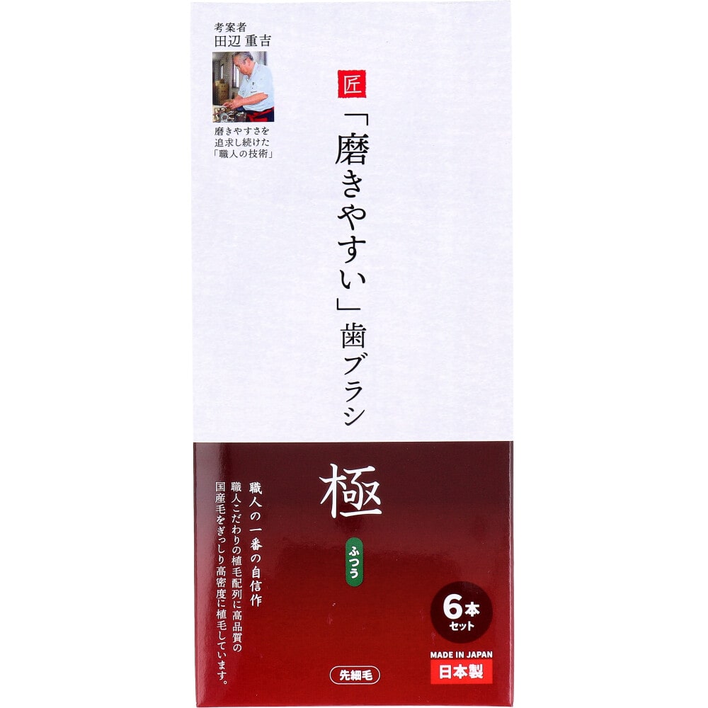 ライフレンジ 磨きやすい歯ブラシ 極 ふつう 先細毛 6本セット LT-53 1箱(ご注文単位1箱)【直送品】