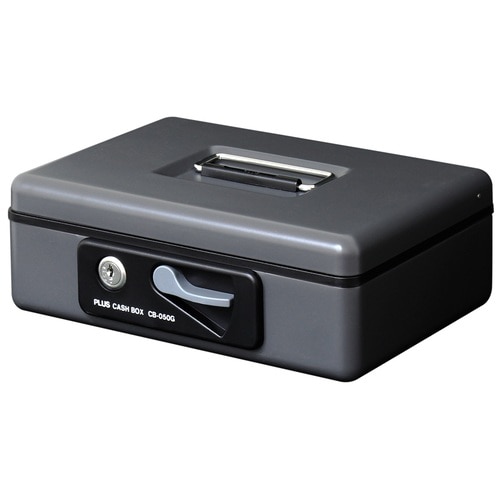 プラス PLUS 金庫 手提金庫 小型 W230×D194×80mm ダークグレー 12-863 1個(ご注文単位1個)【直送品】