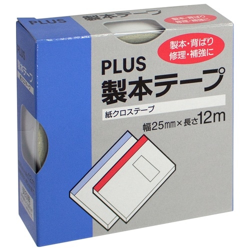 プラス PLUS 製本テープ 契印用テープ AT-025JK 25mm×12m ホワイト 43-754 1巻(ご注文単位1巻)【直送品】