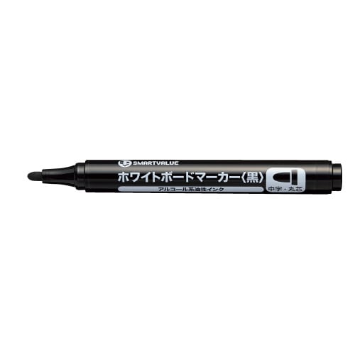 スマートバリュー WBマーカー 黒 丸芯 10本 H032J-BK-10 1箱（ご注文単位1箱）【直送品】
