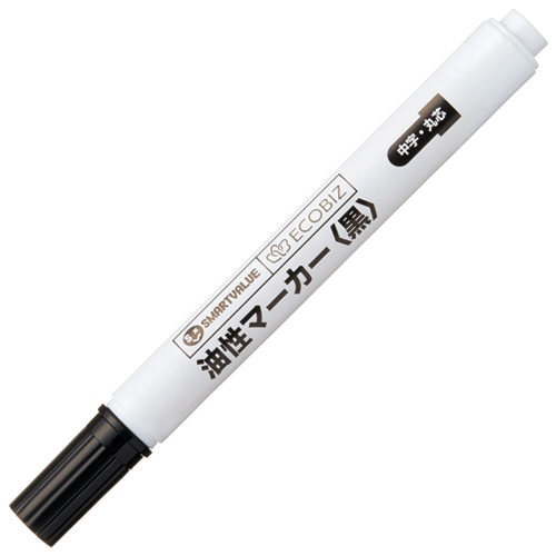 スマートバリュー 油性マーカー シングル中字 黒 48本 H037J-BK48 1箱(ご注文単位1箱)【直送品】
