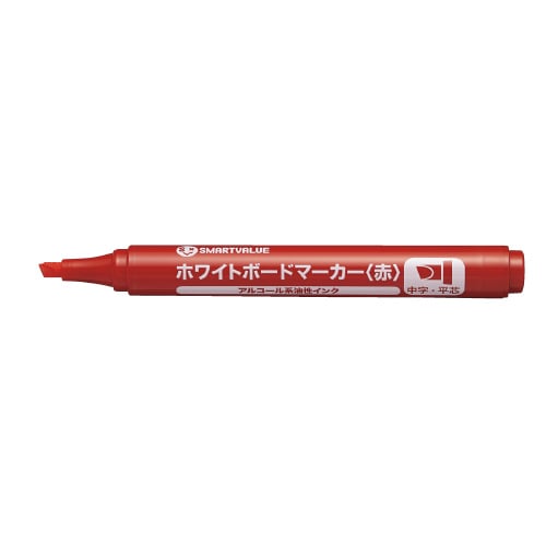 スマートバリュー WBマーカー 赤 平芯 1本 H042J-RD 1本(ご注文単位1本)【直送品】