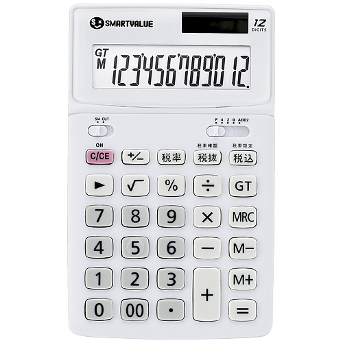 スマートバリュー 中型電卓 ホワイト 5台 K071J-5 1箱（ご注文単位1箱）【直送品】