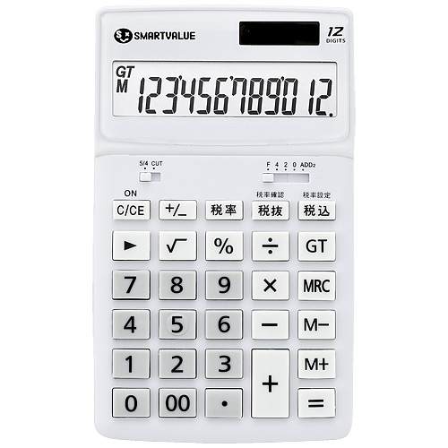 スマートバリュー 小型電卓 ホワイト5台 K072J-5 1箱（ご注文単位1箱）【直送品】