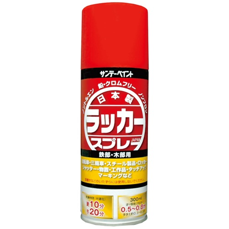 サンデーペイント ラッカースプレーJ NEWレッド 300mL 20007H 1個(ご注文単位1個)【直送品】