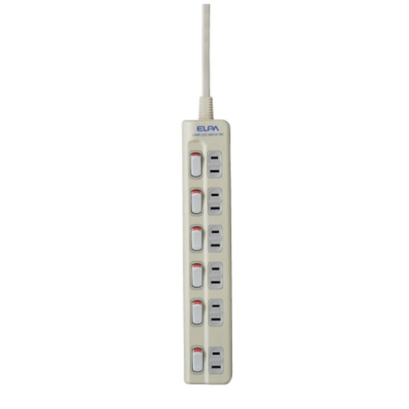 朝日電器 ランプレスタップ6個口WLS-610EB(W) 1m 1個（ご注文単位1個）【直送品】