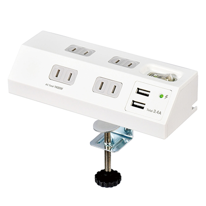 朝日電器 集中SW付デスクUSBタップWLS-DS4232SUA(W) 1個（ご注文単位1個）【直送品】
