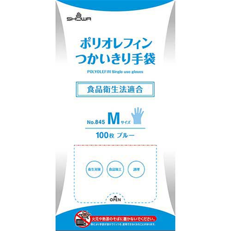 ショーワグローブ 845 ポリオレフィンつかいきり手袋 100枚 M 1個（ご注文単位1個）【直送品】