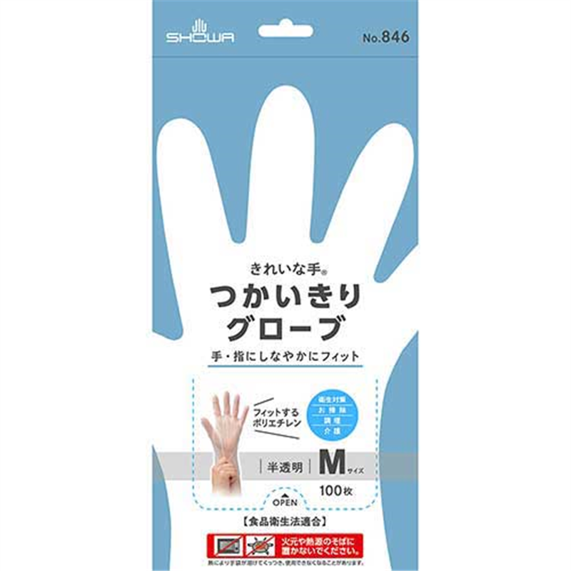 ショーワグローブ きれいな手つかいきりグローブ M 半透明 1個（ご注文単位1個）【直送品】