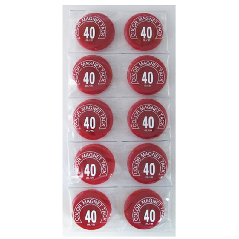 ミツヤ カラーマグネット MR-40 赤 40mm 10個/箱（ご注文単位1箱）【直送品】