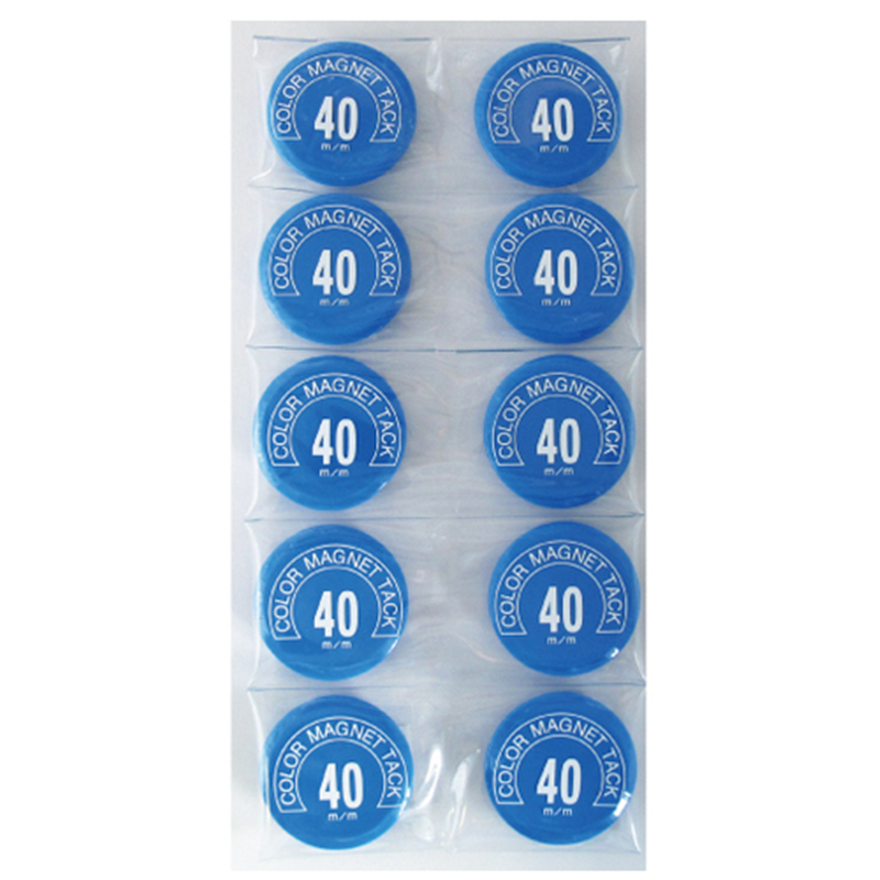 ミツヤ カラーマグネット MR-40 青 40mm 10個/箱（ご注文単位1箱）【直送品】