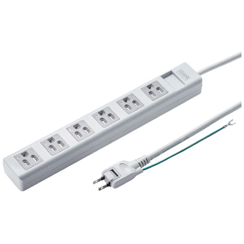 サンワサプライ シャッタータップ6個口2.5m TAP-SH3625MG 1個（ご注文単位1個）【直送品】