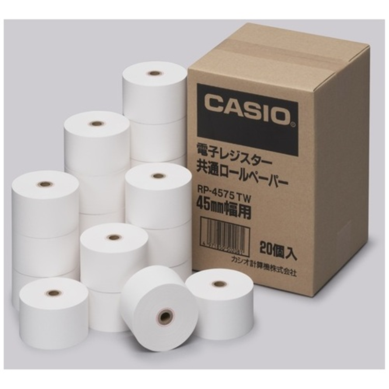 カシオ計算機 レジ用ロール 普通紙 RP-4575-TW 20巻 1個（ご注文単位1個）【直送品】